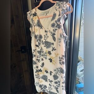 LOFT Pink Floral Midi Dress